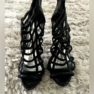 Caged Black Heels